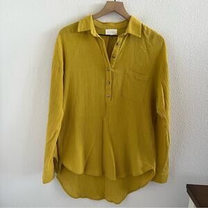 Melloday Gauzy Coastal Grandma Popover Shirt Collar Small